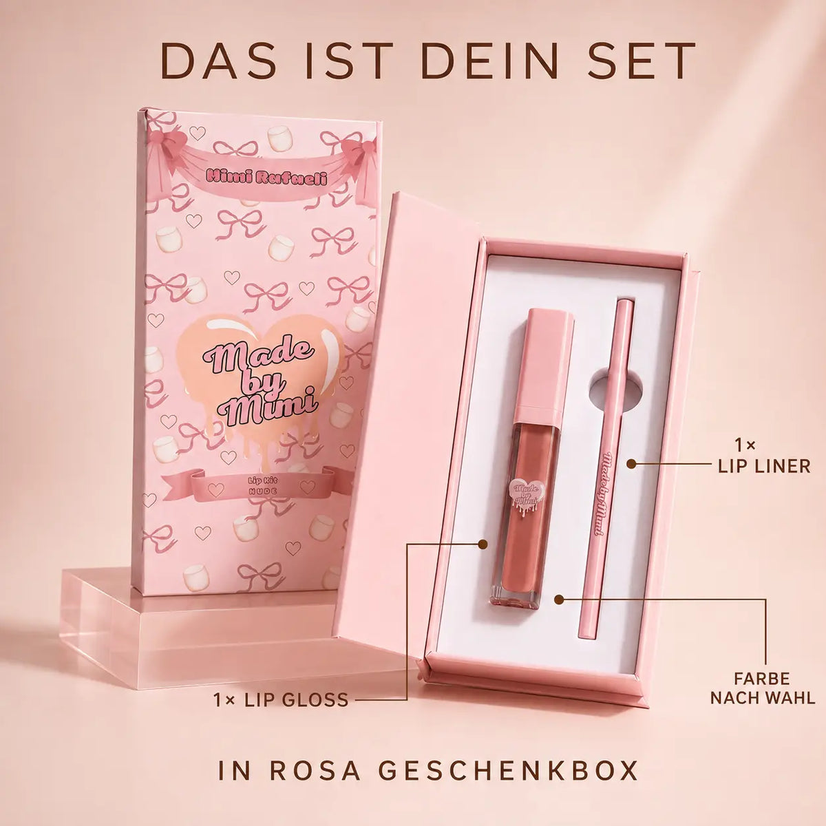 Made by Mimi Rafaeli Lip Kit Glow, Lipliner & Nude Lipgloss Set, 2-teilig